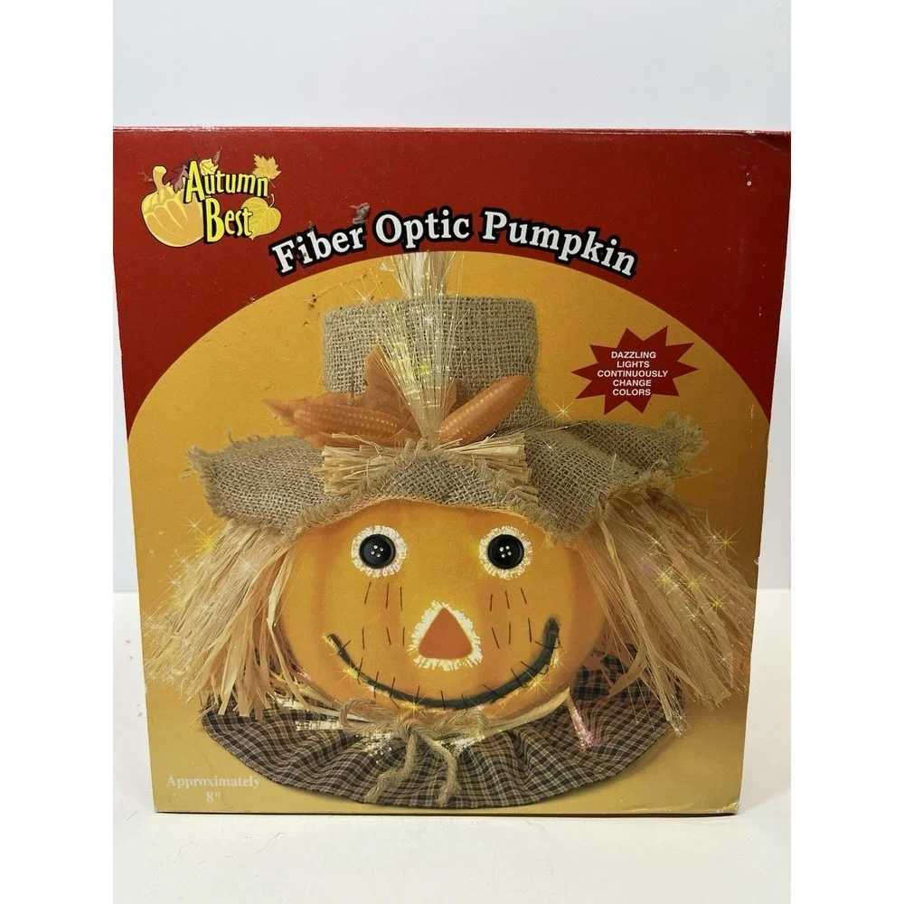 Halloween Fiber Optic Pumpkin Jack O Lantern Light 8
